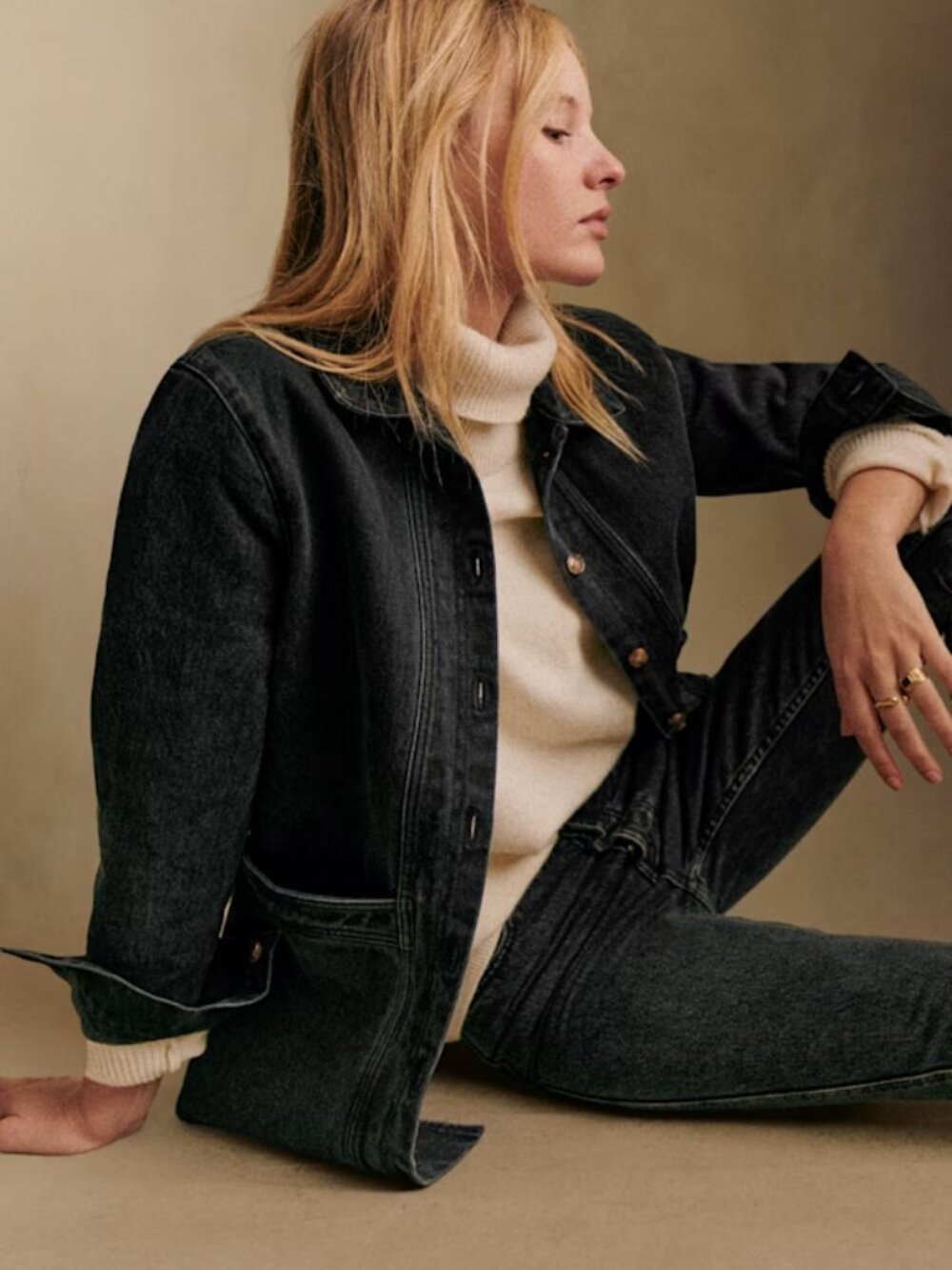 Sezane Will Jacket Washed Black Small - Picture 4 of 5